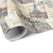  Parijs ontkoppeling Landmarks typografie Cadeaupapier (Rol Hoek)