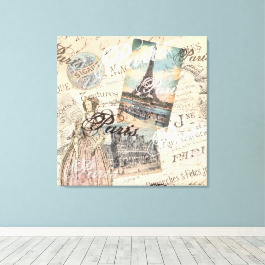 Parijs ontkoppeling Landmarks typografie Canvas Afdruk (Insitu (Houten vloer))