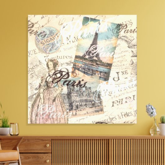 Parijs ontkoppeling Landmarks typografie Canvas Afdruk (Insitu (Woonkamer))
