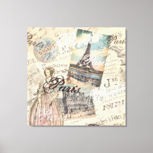 Parijs ontkoppeling Landmarks typografie Canvas Afdruk (Voorkant)