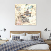 Parijs ontkoppeling Landmarks typografie Canvas Afdruk (Insitu (Slaapkamer))