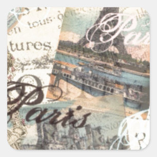  Parijs ontkoppeling Landmarks typografie Vierkante Sticker