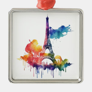 Parijs ontwerp met kleurrijke splatters metalen ornament