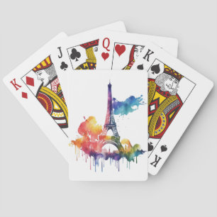 Parijs ontwerp met kleurrijke splatters pokerkaarten