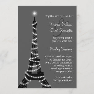 Parijs op Night Wedding Invitation Kaart