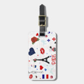 Parijs patroon met Eiffeltoren Bagagelabel (Voorkant verticaal)