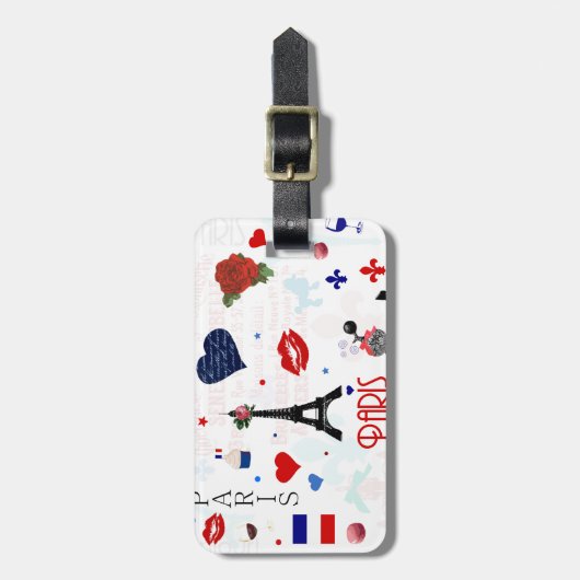 Parijs patroon met Eiffeltoren Bagagelabel (Voorkant verticaal)