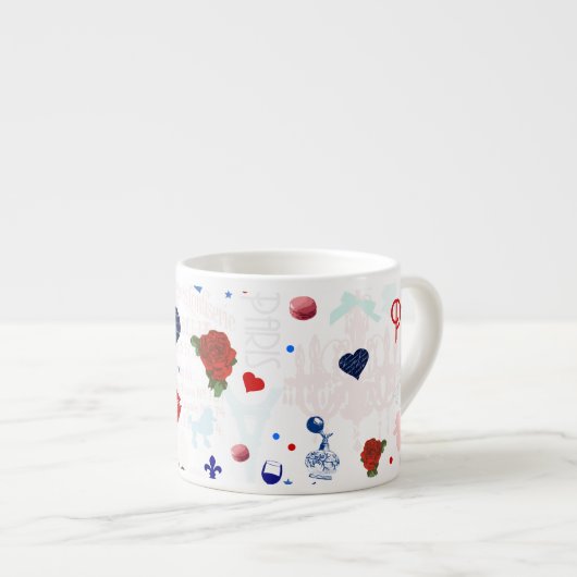 Parijs patroon met Eiffeltoren Espresso Kop (Voorkant rechts)