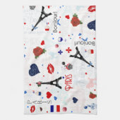 Parijs patroon met Eiffeltoren Theedoek (Verticaal)