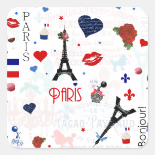 Parijs patroon met Eiffeltoren Vierkante Sticker