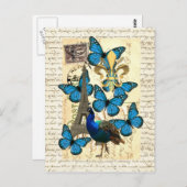 Parijs, pauw en vlinders briefkaart (Voorkant / Achterkant)