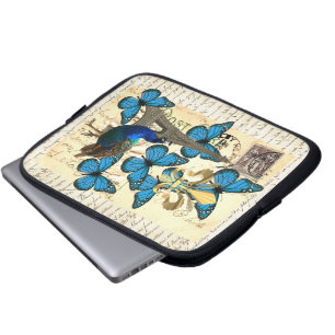 Parijs, pauw en vlinders laptop sleeve