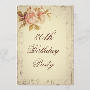 Parijs Postmarks Chic Rozen 80th Birthday Kaart