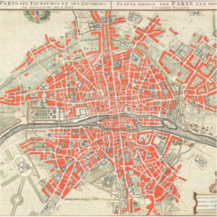  Parijs reiskaart. Oude stad. Retro France Sticker