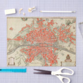 Parijs reiskaart. Oude stad. Retro France Tissuepapier