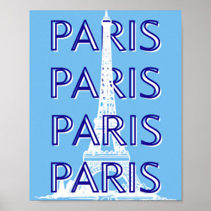 Parijs Reiskunst, Reiskunst, Preppy Kunst, Blauw Poster