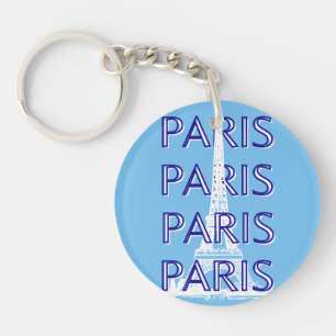Parijs Reiskunst, Reiskunst, Preppy Kunst, Blauw Sleutelhanger