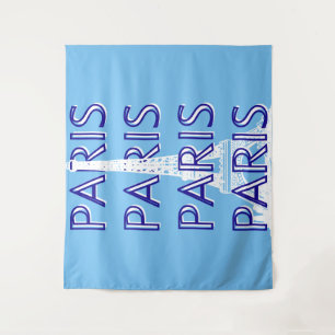 Parijs Reiskunst, Reiskunst, Preppy Kunst, Blauw Wandkleed