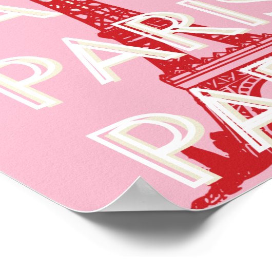 Parijs, Reiskunst, Retro Art, Roze Poster (Hoek)