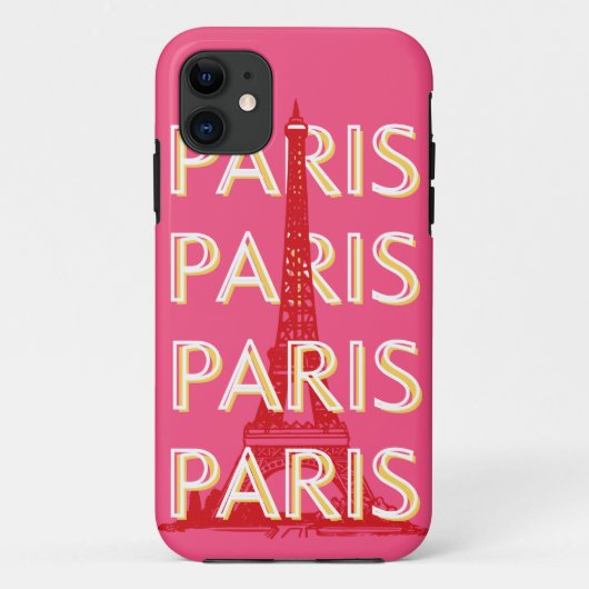 Parijs, Reiskunst, Retro Reiskunst, Roze Case-Mate iPhone Case (Achterkant)