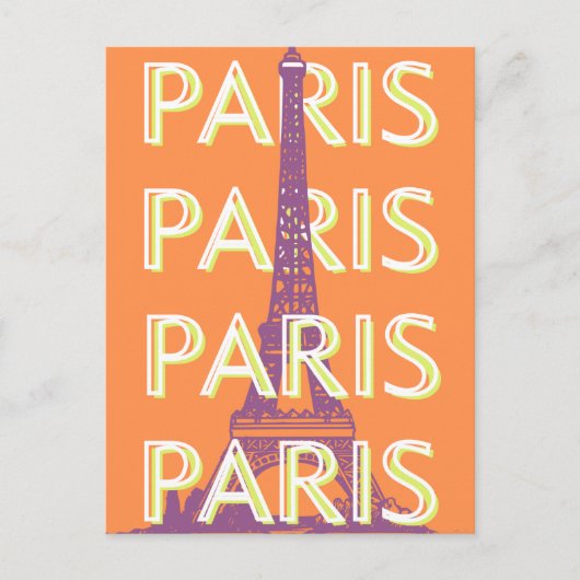 Parijs, Reiskunst, Retro Reiskunst, Sinaasappel Feestdagenkaart (Voorkant)