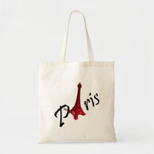 Parijs, rode Eiffeltoren Tote Bag