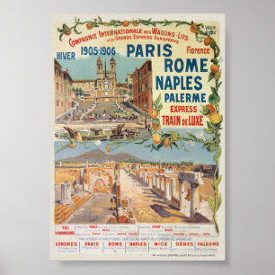 Parijs Rome Napels Vintage Poster 1905