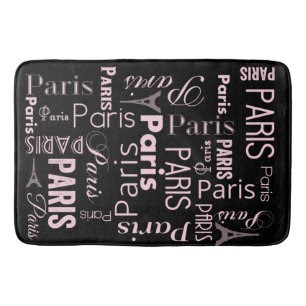 Parijs roze en zwart paris print badmat