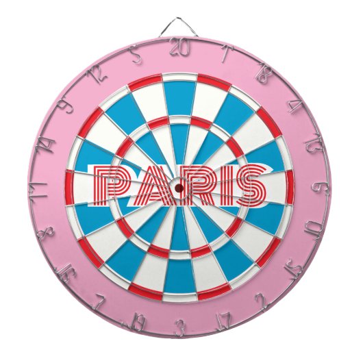 PARIJS Roze Rood Wit en Blauw bewerkbare tekst Ret Dartbord (Voorkant)