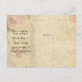 Parijs roze rozen bruiloft BEWAREN DE DATUM Aankondigingskaart (Achterkant)