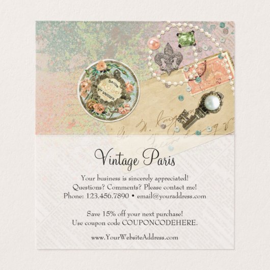 Parijs Shabby Franse juwelen - Hartelijk dank Kaart (Binnenkant ongevouwen)