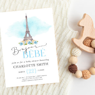 Parijs Thema Bonjour Bébé Baby Shower Uitnodiging
