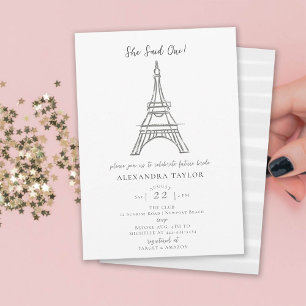 Parijs thema Ze zei Oui Eiffel Vrijgezellenfeest Kaart