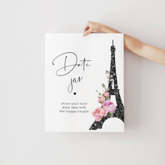 Parijs thema zwart roze Eiffeltoren Datumpot Poster