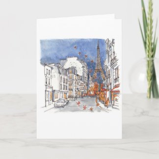 Parijs tijdens het kerstseizoen feestdagen kaart