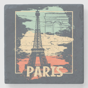 Parijs typografie: abstract Eiffel poster. Stenen Onderzetter