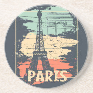 Parijs typografie: abstract Eiffel poster. Zandsteen Onderzetter