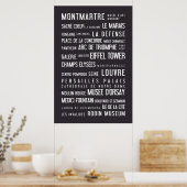 Parijs typografisch poster, grijs poster (Keuken)