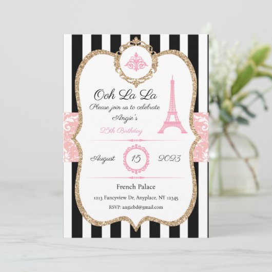 Parijs Uitnodiging, Op maat, Verjaardag, Bruiloft, Kaart (Staand voorkant)