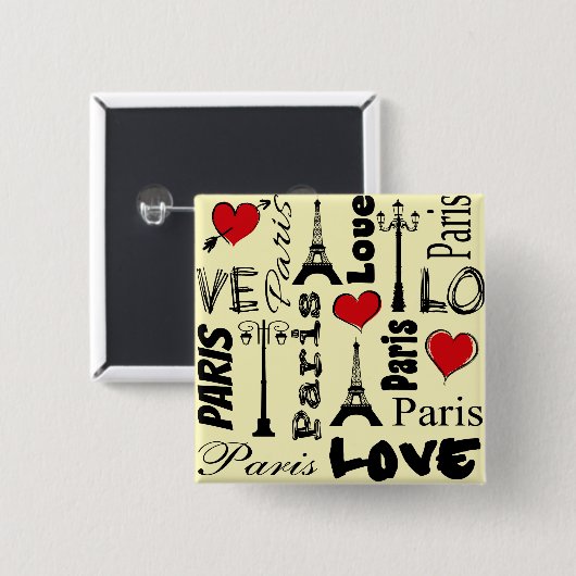 Parijs Vierkante Button 5,1 Cm (Voorkant /achterkant)