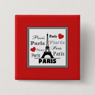 Parijs Vierkante Button 5,1 Cm