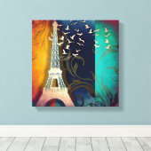 Parijs vogel wervelende kunst canvas print (Insitu (Houten vloer))