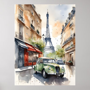 Parijs waterverf kunst poster