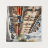 Parijs waterverf schilderij wandkleed (Voorkant (horizontaal))