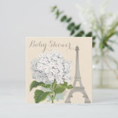 Parijs  Witte Hydrangea Bloem Baby shower Kaart (Staand voorkant)
