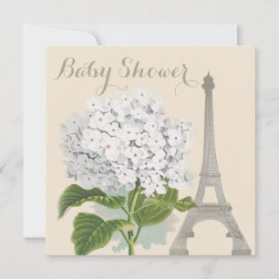 Parijs  Witte Hydrangea Bloem Baby shower Kaart