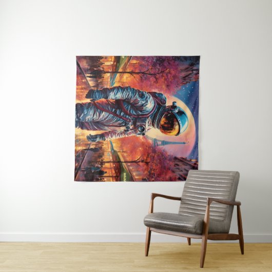 Parijse astronaut wandkleed (In Situ (horizontaal))