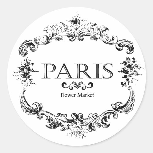 Parijse bloemenmarkt ronde sticker (Voorkant)