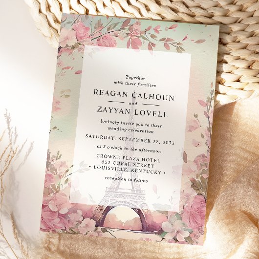 Parijse bloesem Eiffeltoren Parijs bruiloft Kaart