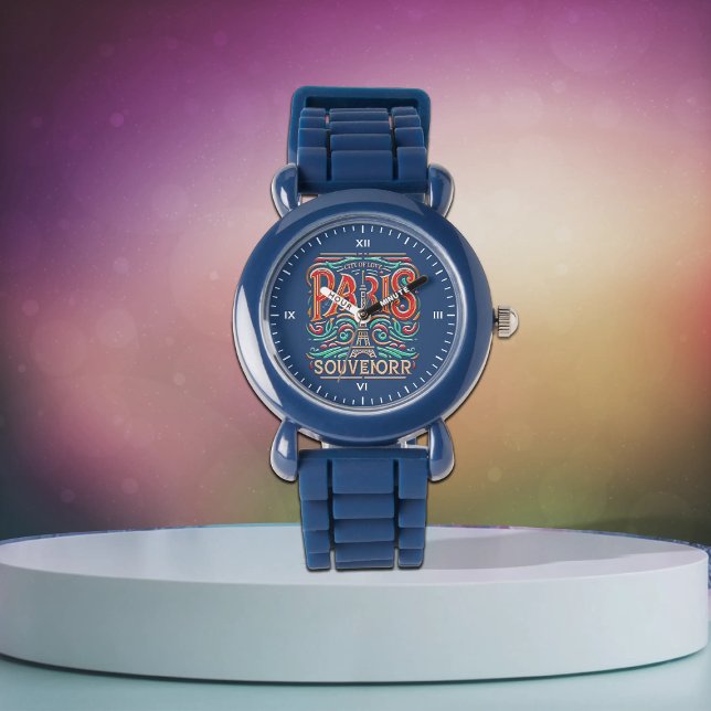 Parijse Bloom Love Symphony Kinder Blue Silicone Horloge (Creator heeft geüpload)